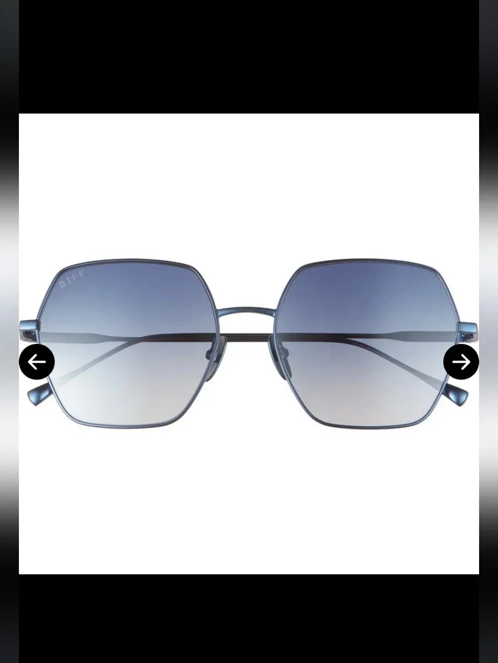 NIB! DIFF Eyewear, Harlowe 55mm Square Sunglasses,Aegean Blue Flash